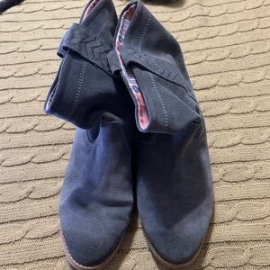 TOMS gray leather booties